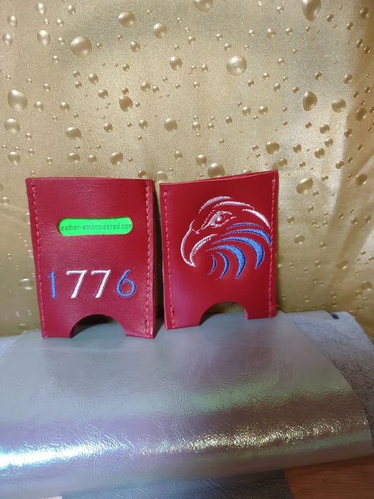 Card Holder with Embroidered Eagle Head
