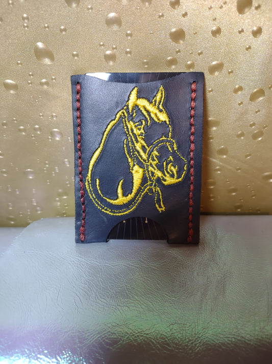 Card holder with Embroidered Horse Head