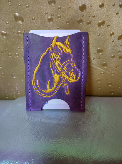 Card holder with Embroidered Horse Head