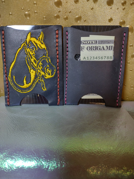 Card holder with Embroidered Horse Head